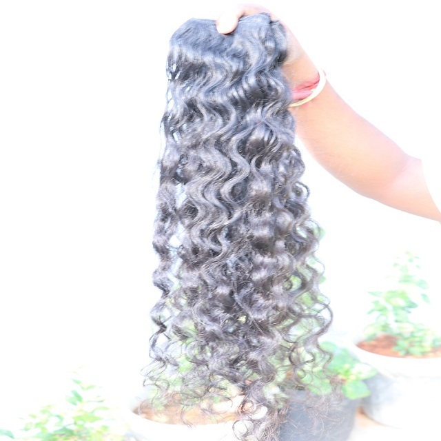 Natural Colour Black And Brown Machine Weft Curly Hair
