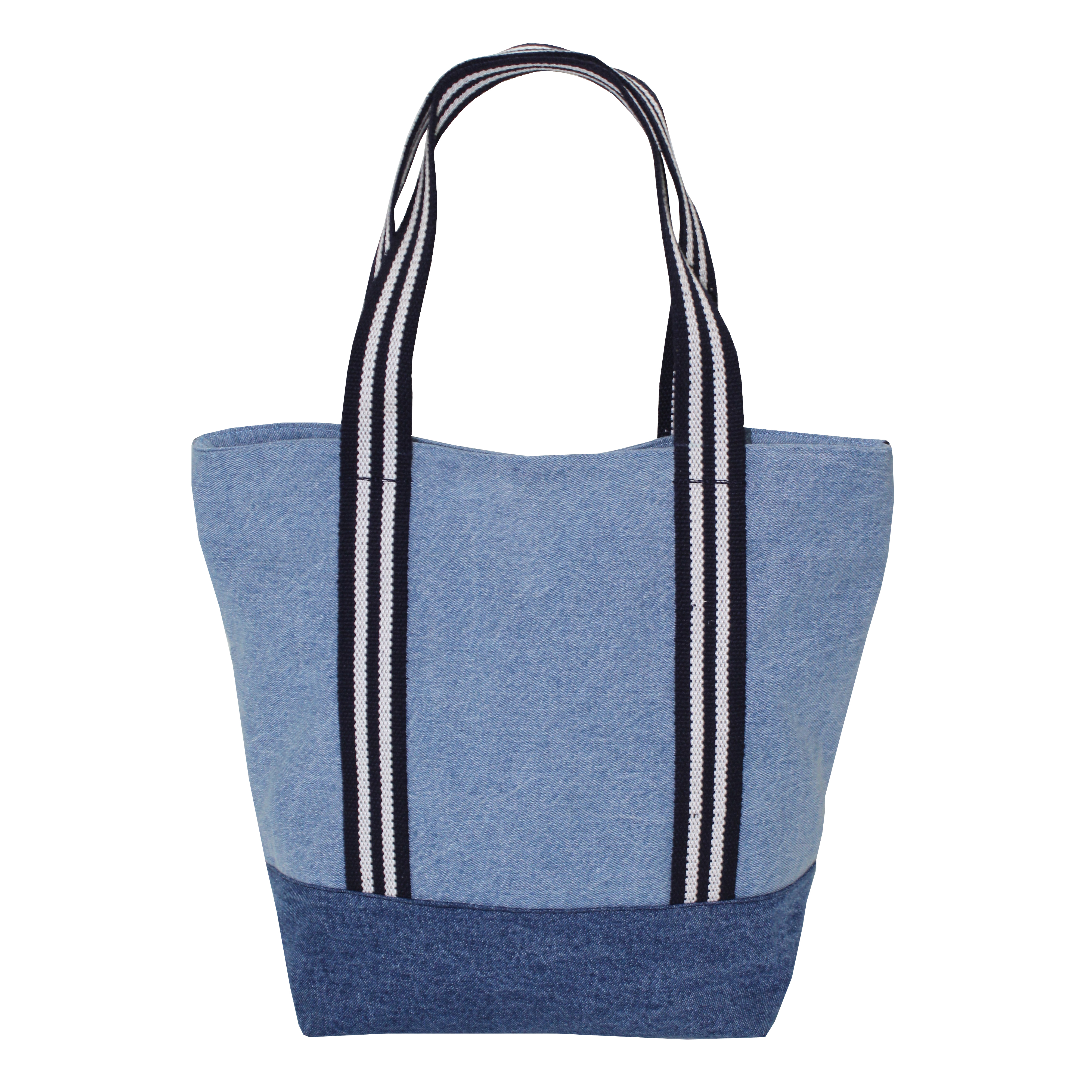 Denim Shopping Bag - 12 Oz, 35 X 42 X 15 Cm Size, Customized Design, Eco-friendly Features, Magnetic Button Closure, Multiple Pockets