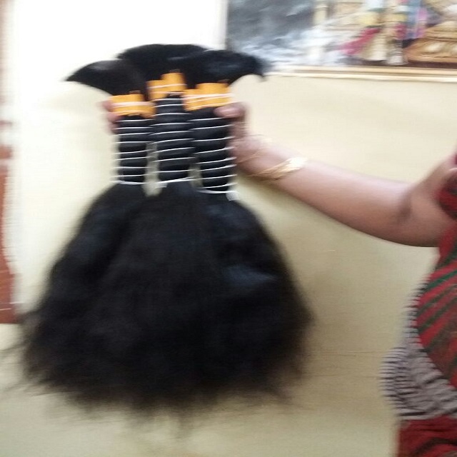Natural Colour Black And Brown Curly Bulk Hair