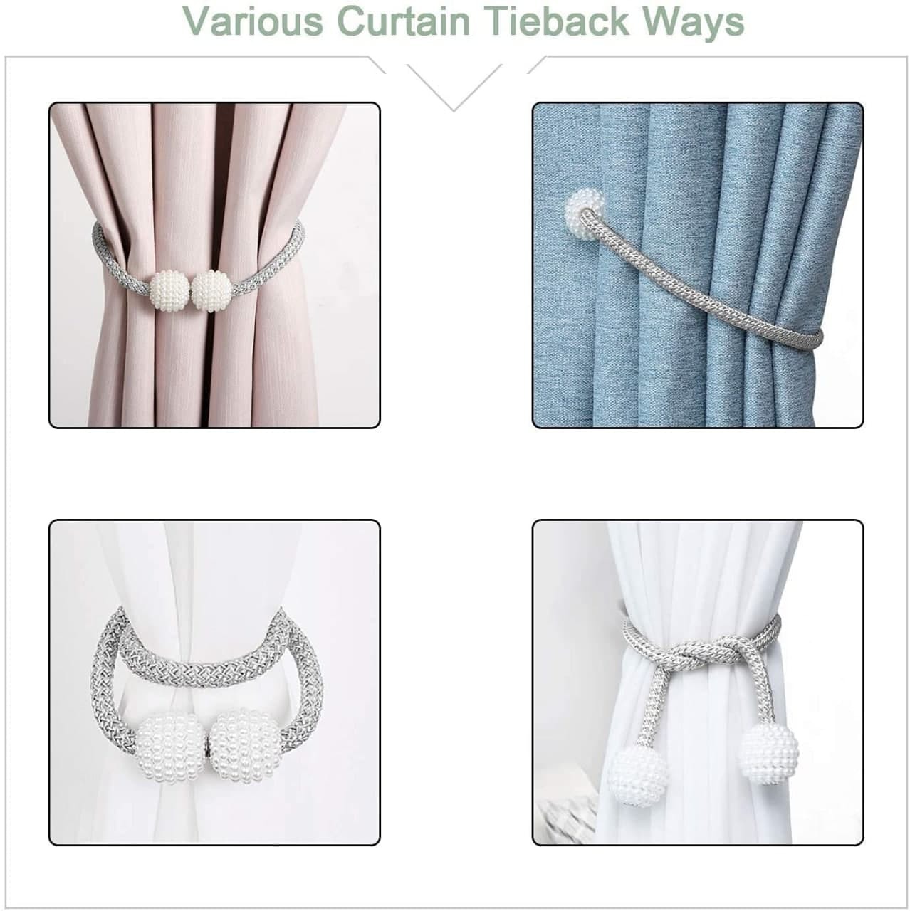 (Pack F 2 ) Magnetic Curtain Drape Tie Backs Rope