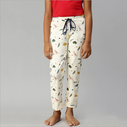 किड्स क्रीम डायनासोर लीफ प्रिंट पायजामा आयु समूह: 3 से 10 वर्ष