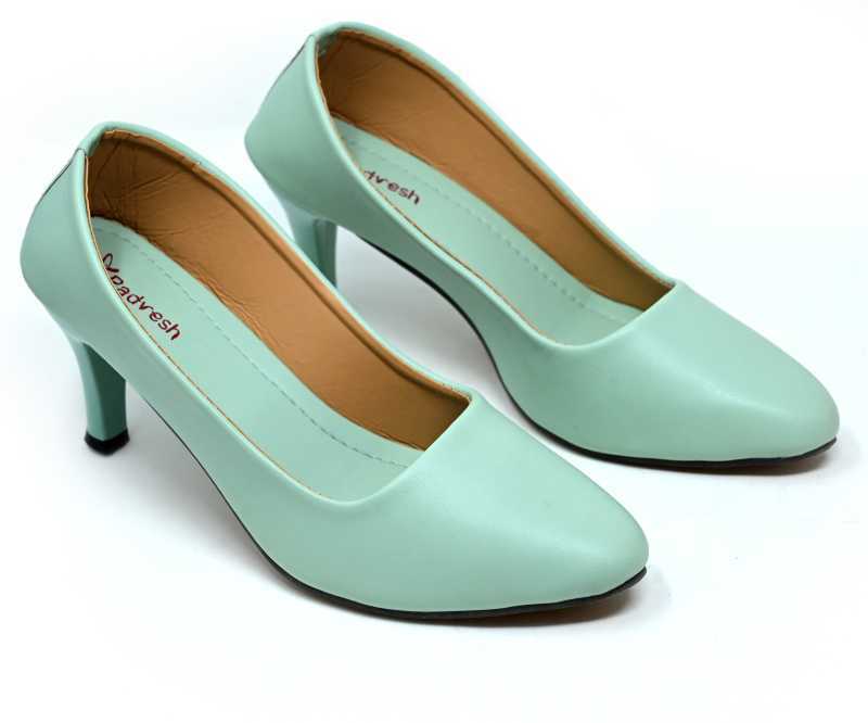 Ladies Bally Sandals - Synthetic Material, Mid Heels, Sea Green | Easy Wipe, Soft Comfort, Anti-slip For Casual And Party Wear