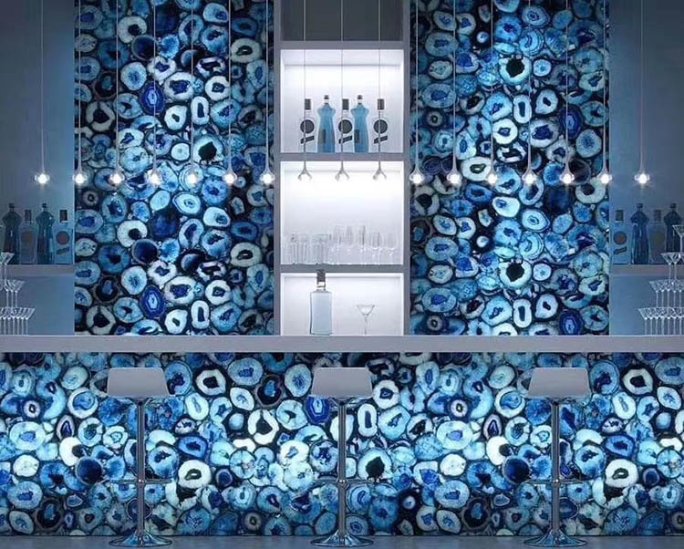 Luxury Polished Blue Agate Marble Stone Slabs - Customized Thicknesses 14mm To 25mm, Ideal For Table Tops And Wall Decoration, Supports Clarity Of Thought And Ailment Prevention