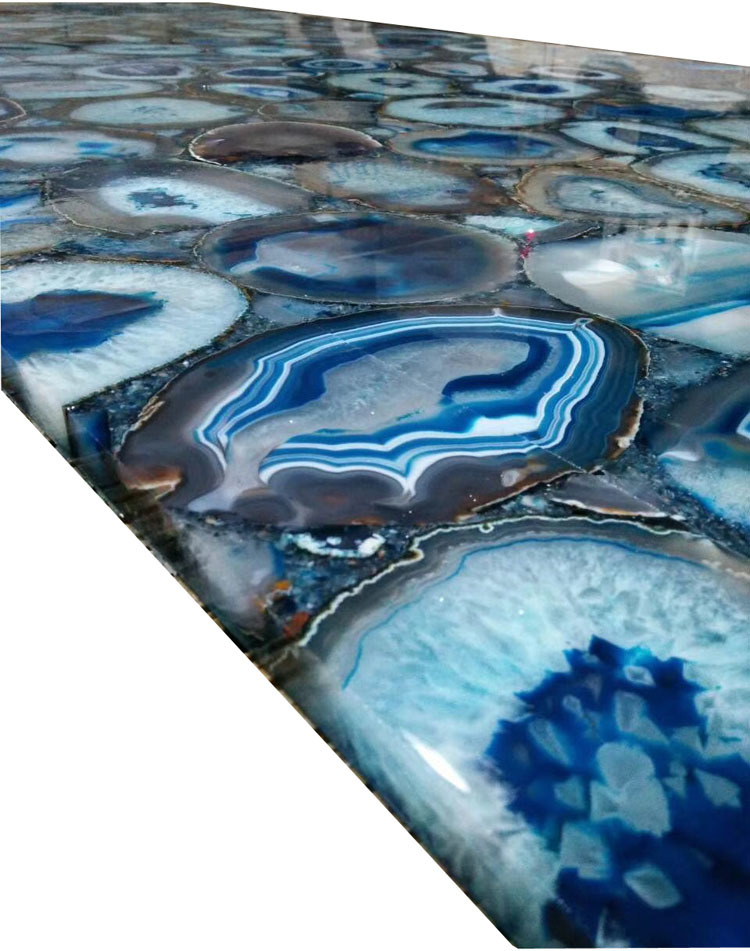 Luxury Polished Blue Agate Marble Stone Slabs - Customized Thicknesses 14mm To 25mm, Ideal For Table Tops And Wall Decoration, Supports Clarity Of Thought And Ailment Prevention