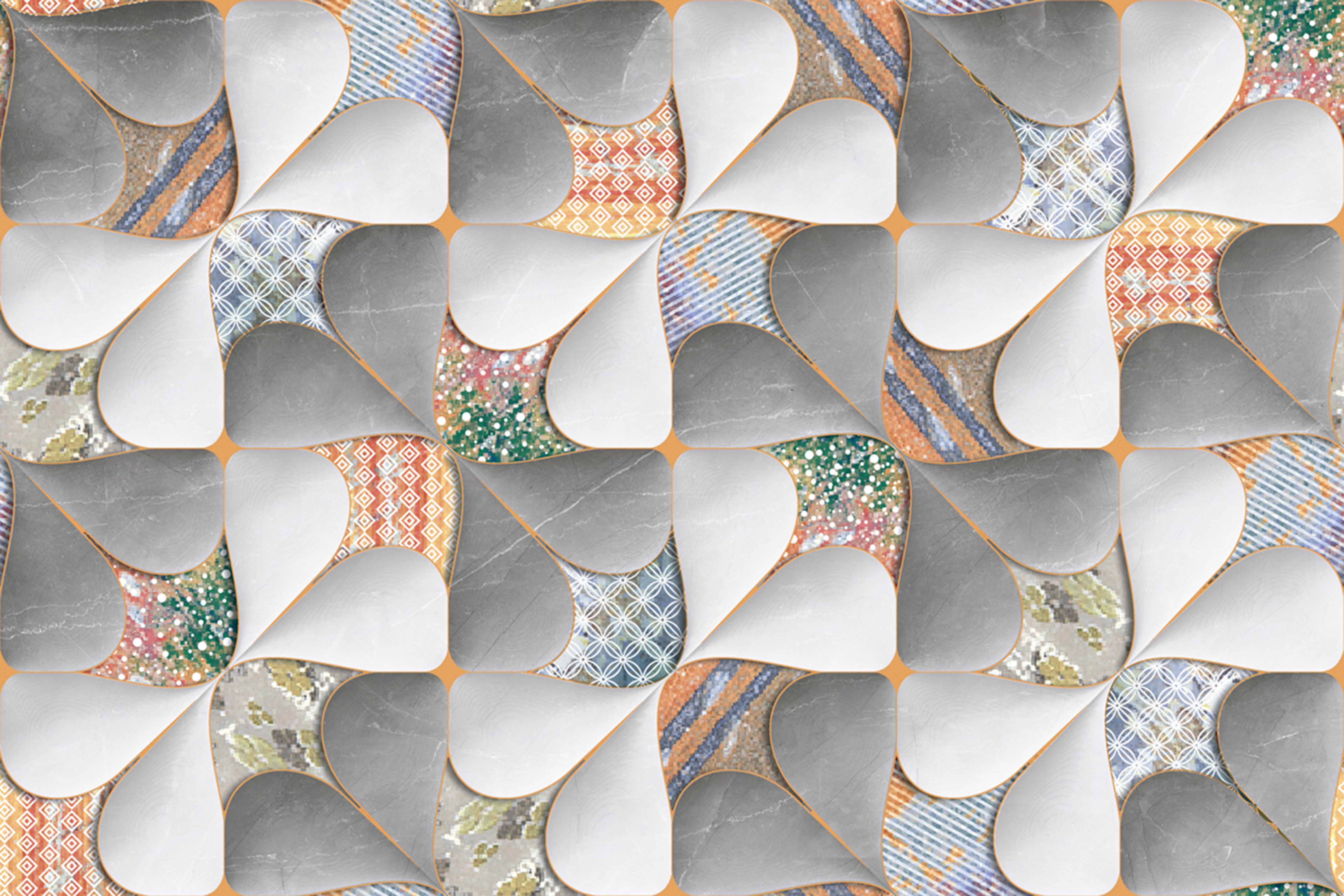 Multi Color 15158 Glossy Ceramic Wall Tiles 300x450mm