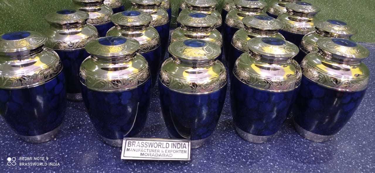 Brass Marble Finish High Quality Engraved Urn Funeral Supplies