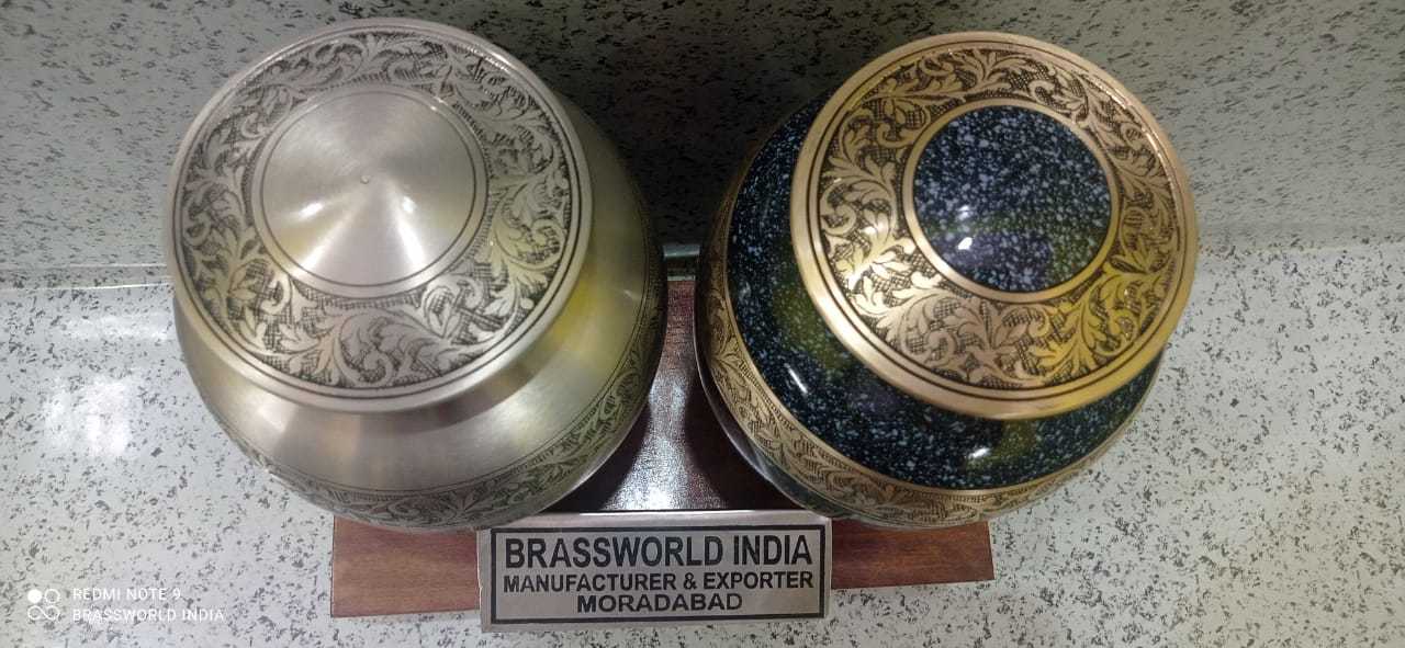 Brass Marble Finish High Quality Engraved Urn Funeral Supplies