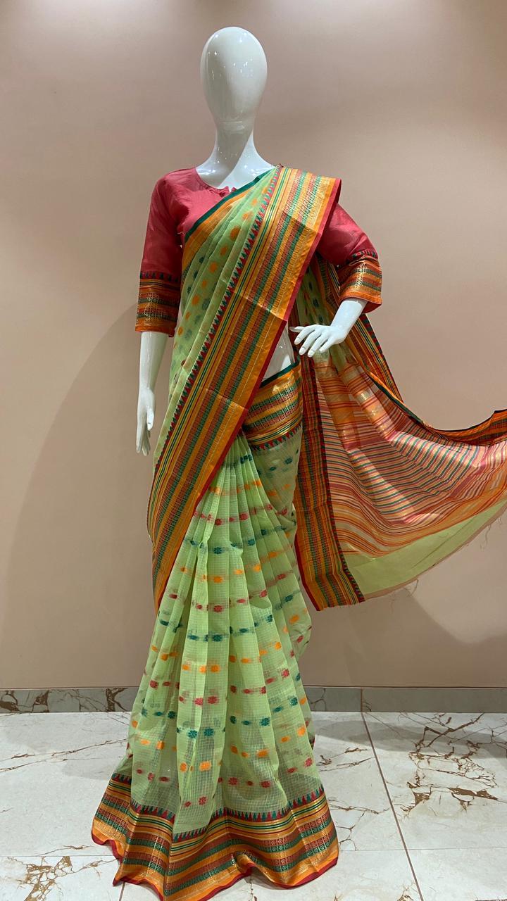 Kota Doria Saree - Silk Material, Woven Pattern | Festive Style For Summer Occasions, Elegant Graceful Design