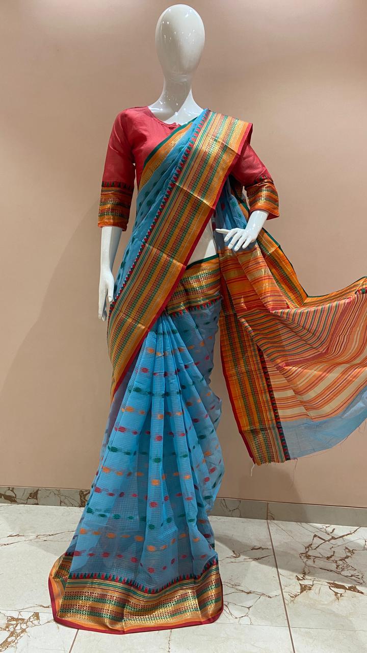 Kota Doria Saree - Silk Material, Woven Pattern | Festive Style For Summer Occasions, Elegant Graceful Design