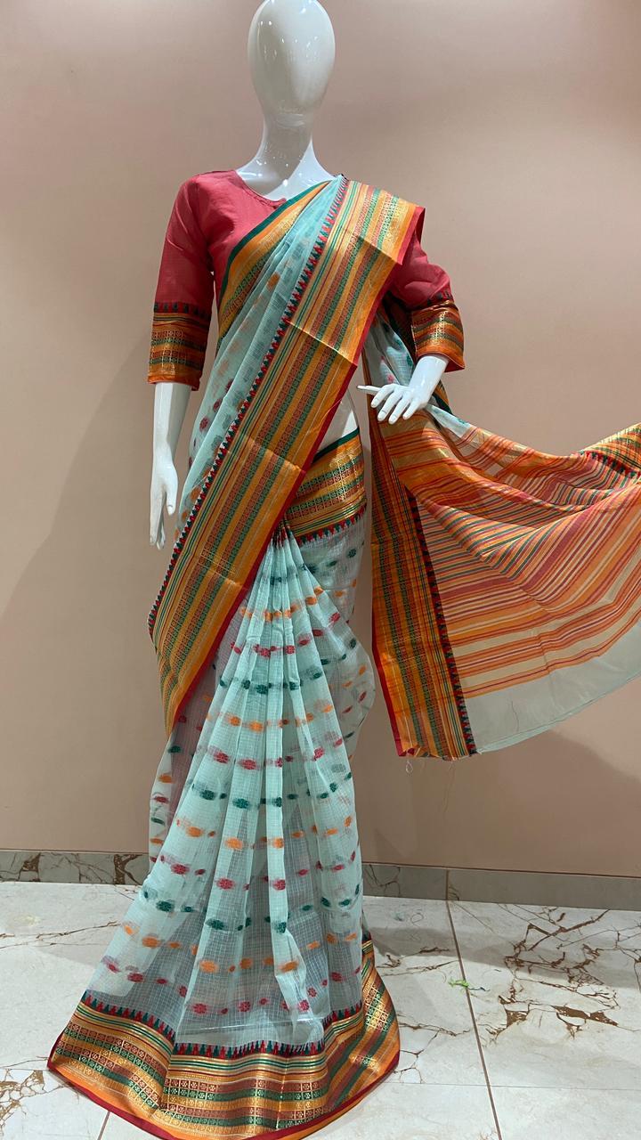 Kota Doria Saree - Silk Material, Woven Pattern | Festive Style For Summer Occasions, Elegant Graceful Design