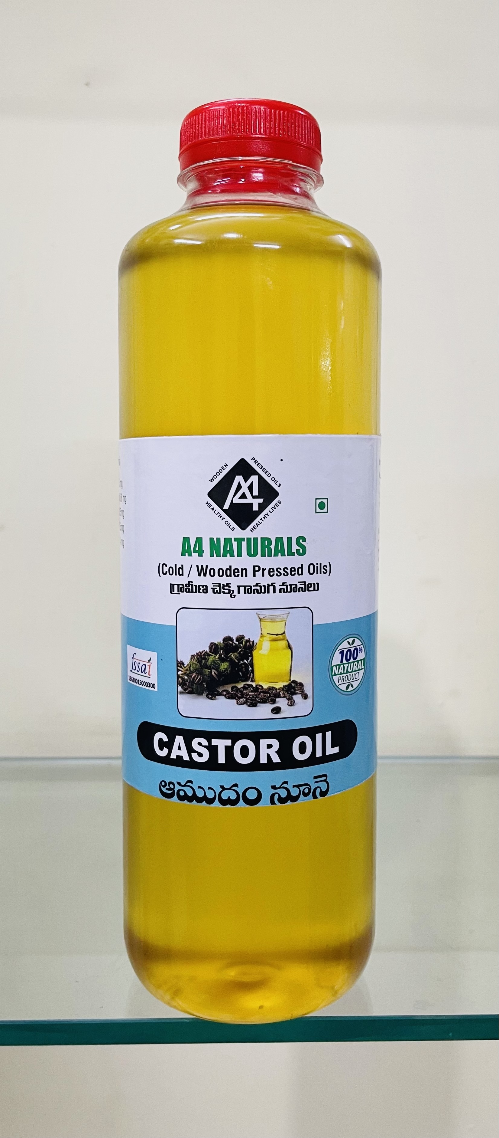 Edible Castor Oil - Cold Pressed, A Grade Purity | Premium Quality From Certified Organic Castor Seeds, Natural Emollient With Laxative Properties