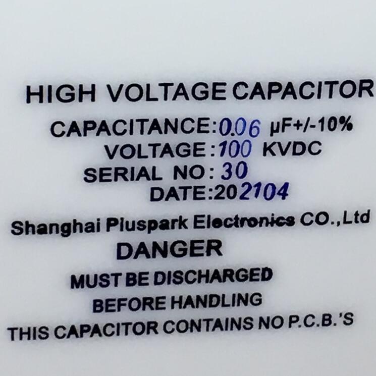 High Voltage Pulse Capacitor - 60nf, 100kvdc Specifications | Film Material, Plastic Case, Low Inductance, 1hz Frequency, 25ka Peak Current