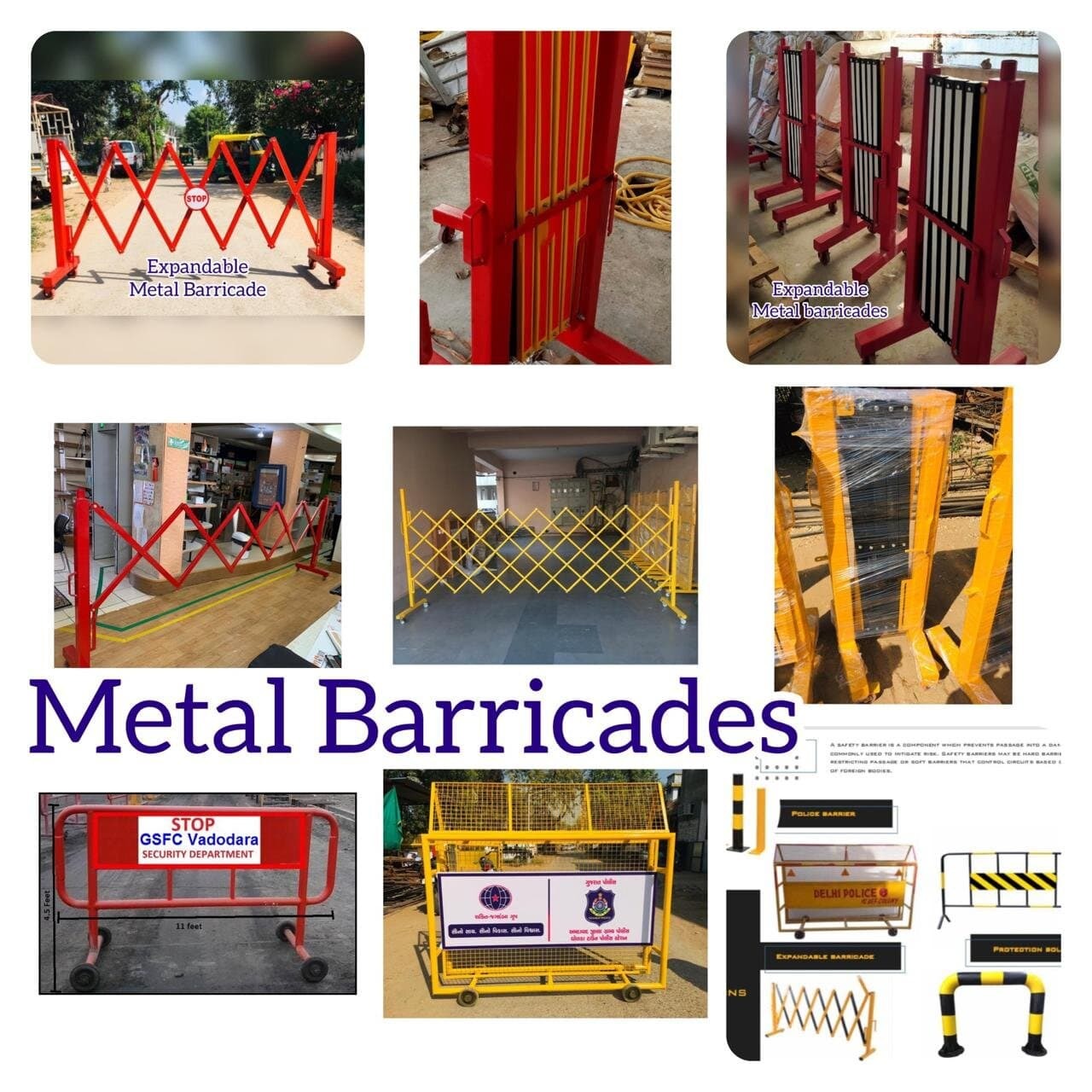 Plastic Expandable Road Barrier - Color: Yellow & Black
