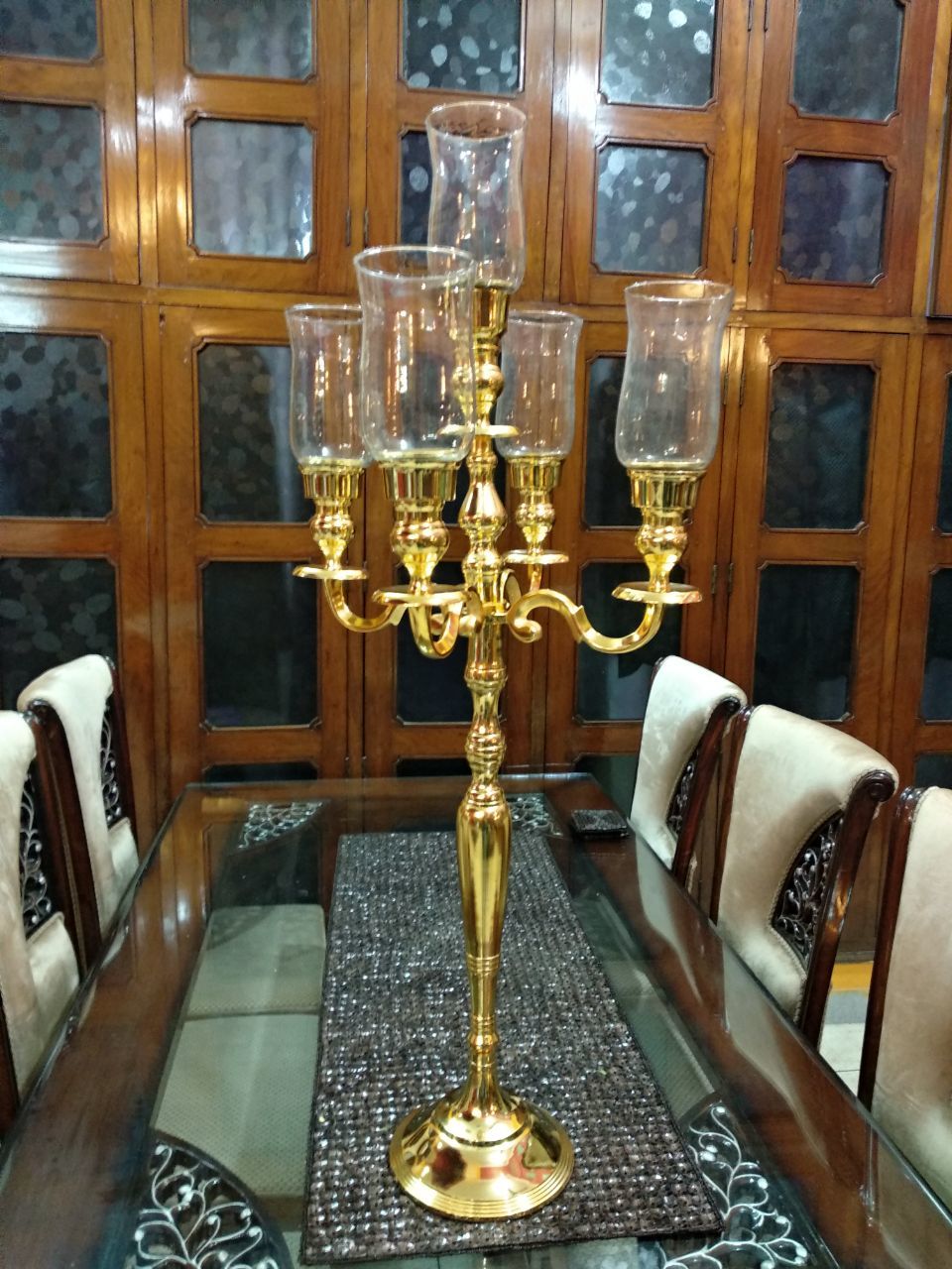 Brass 5 Arm Candle Stand Hand Made