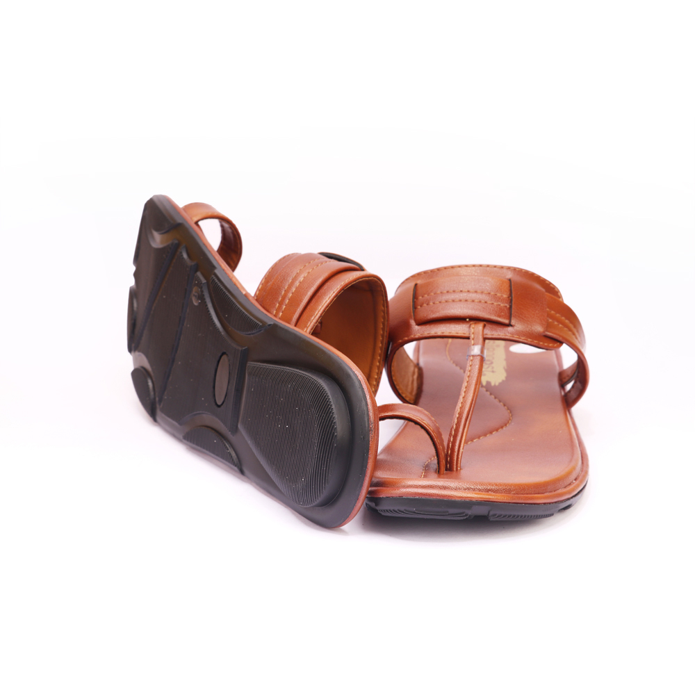 Shri Balaji Foot Care Men's Kolhapuri Slippers - Tpr Sole Pvc Upper Sizes 7-10 8-11 Tan | Lightweight Flexible Water Resistant Slip-on Design