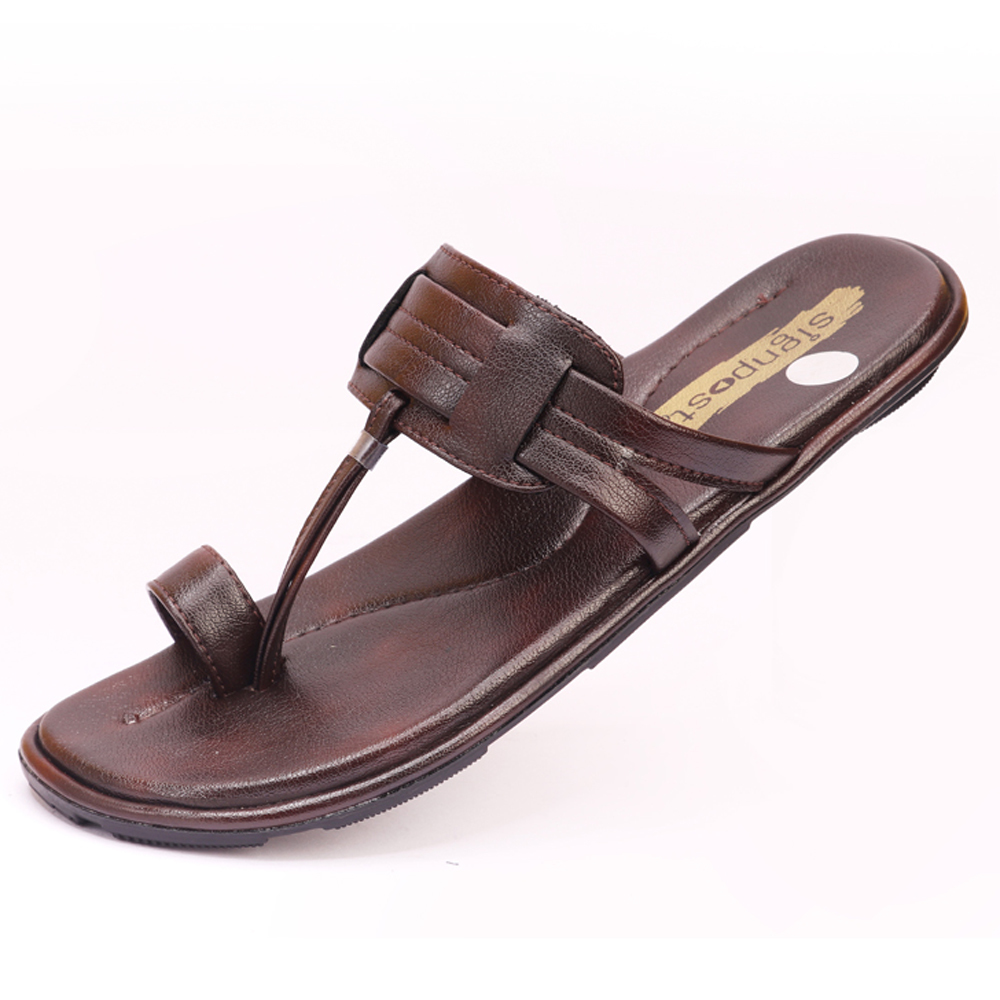 Men's Size 7 To 10 Kohlapuri Slippers - Pvc Upper, Tpr Outsole, Brown | Slip-on Style, Ideal For All Seasons, Durable For Regular Wear