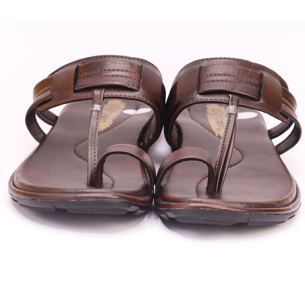 Men's Size 7 To 10 Kohlapuri Slippers - Pvc Upper, Tpr Outsole, Brown | Slip-on Style, Ideal For All Seasons, Durable For Regular Wear