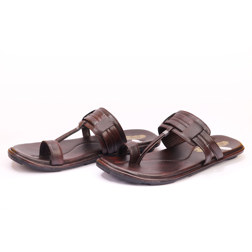 Men's Size 7 To 10 Kohlapuri Slippers - Pvc Upper, Tpr Outsole, Brown | Slip-on Style, Ideal For All Seasons, Durable For Regular Wear