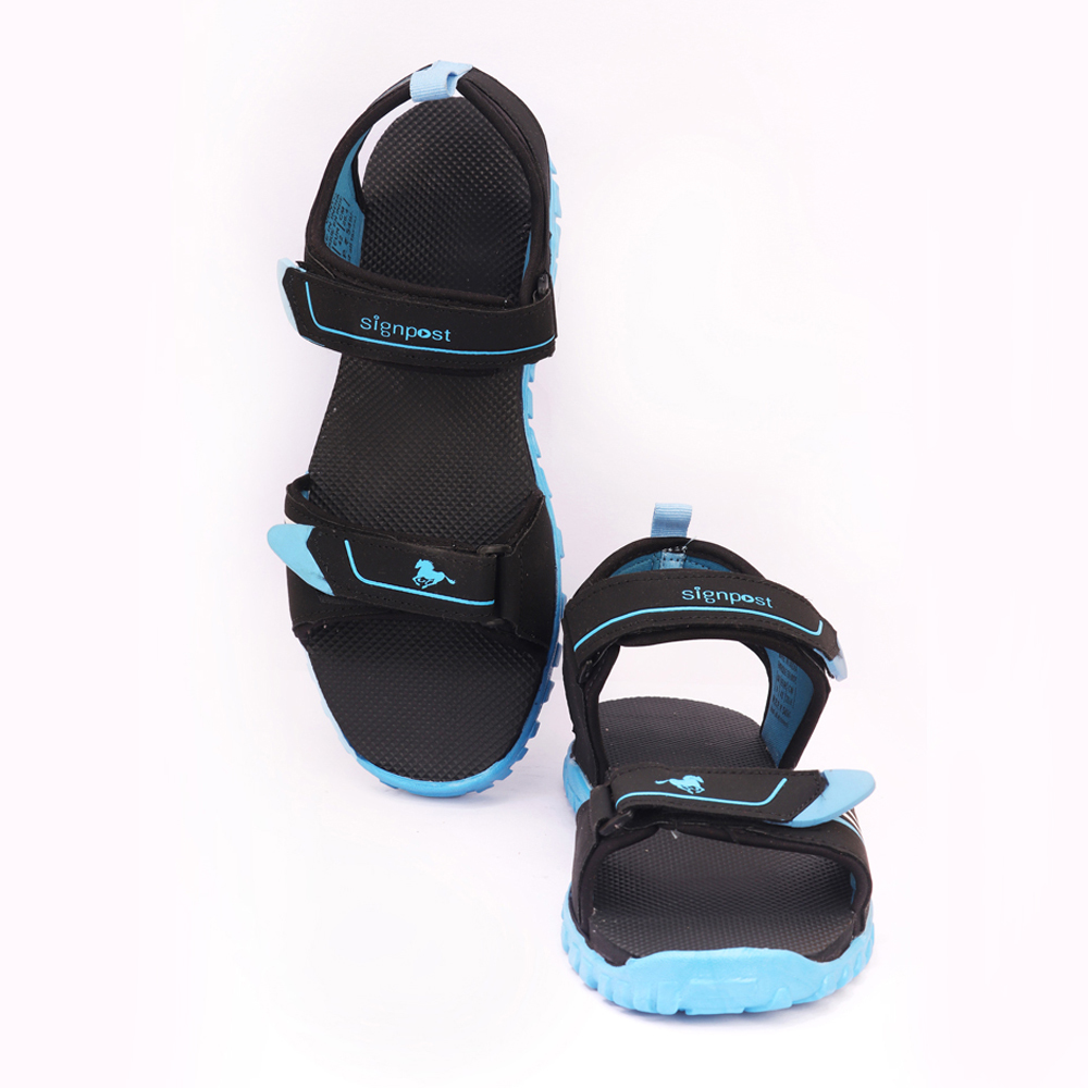 Black/ Sky Blue Men's Regular Wear Sandal