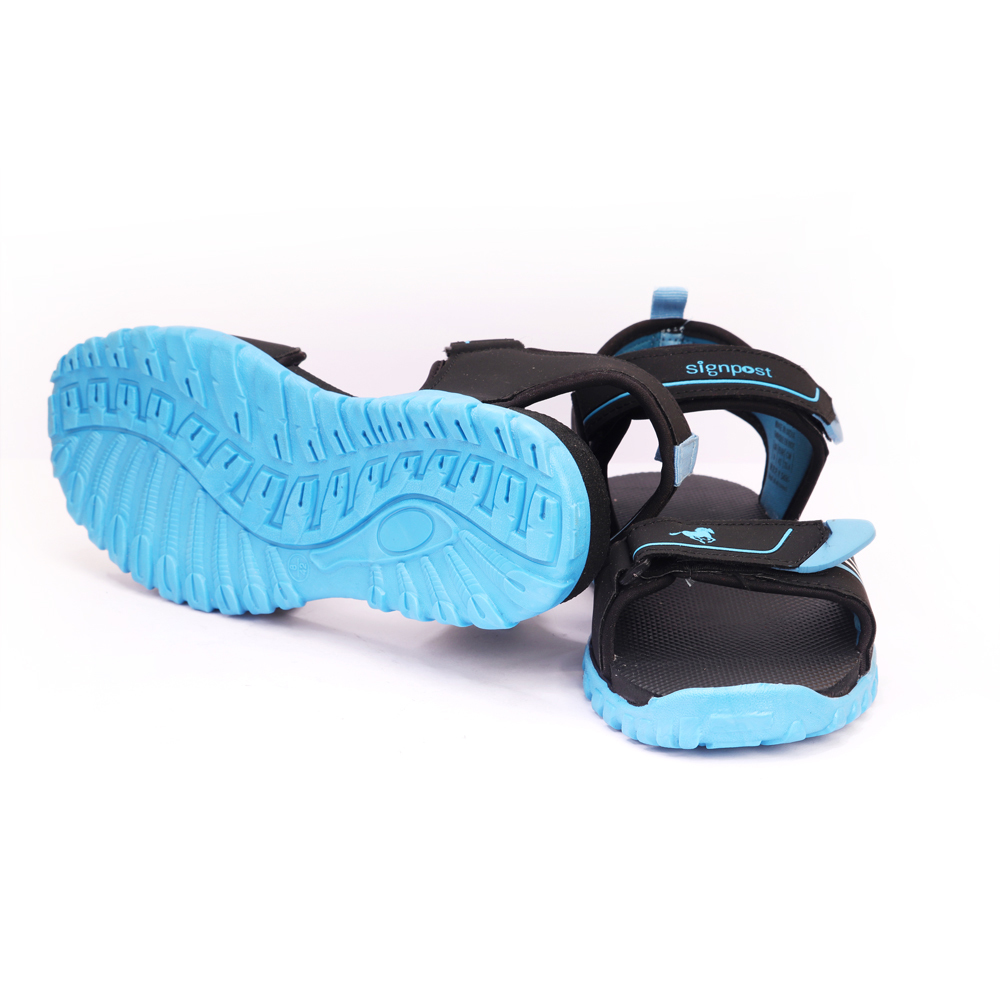 Black/ Sky Blue Men's Regular Wear Sandal