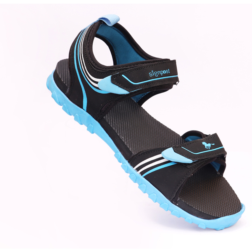Black/ Sky Blue Men's Regular Wear Sandal