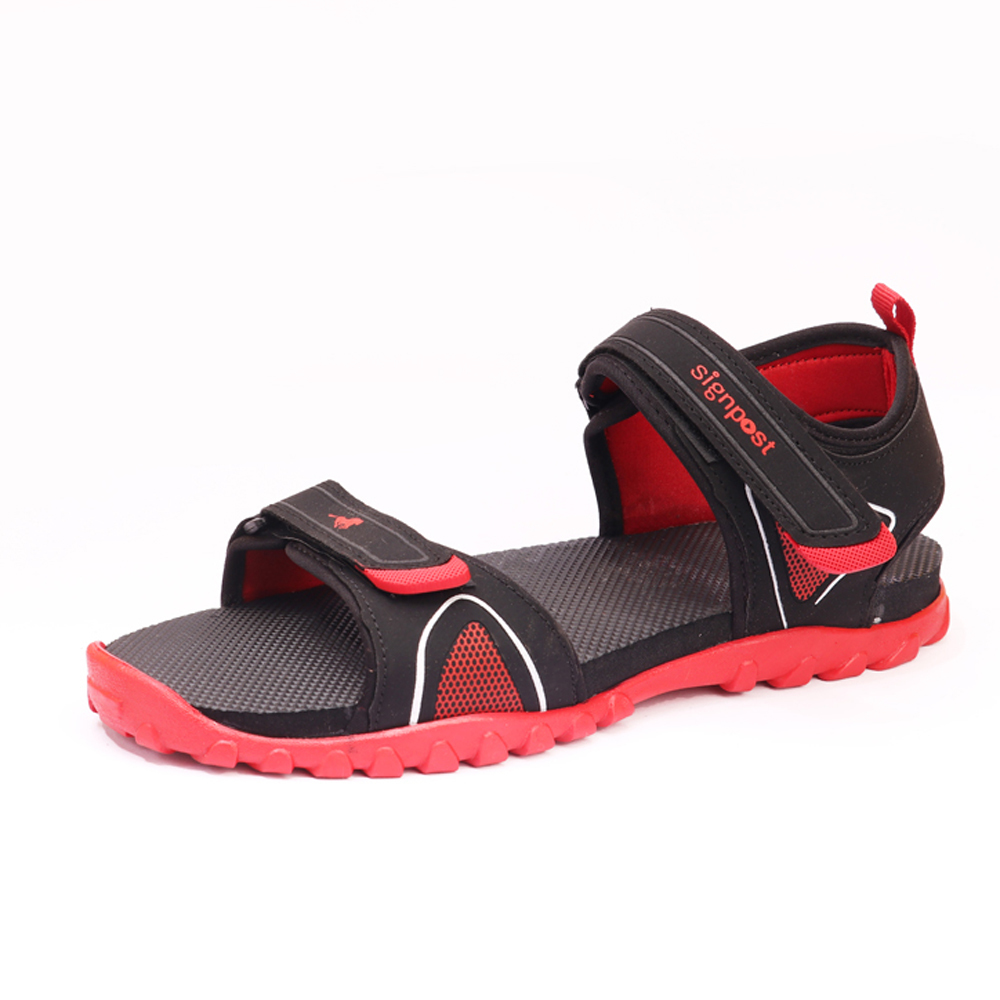 Black/red Men's Hook & Loop Sandal