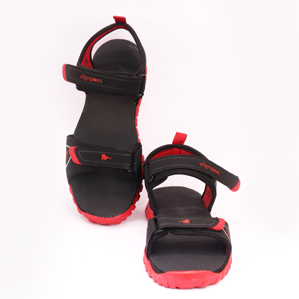 Black/red Men's Hook & Loop Sandal