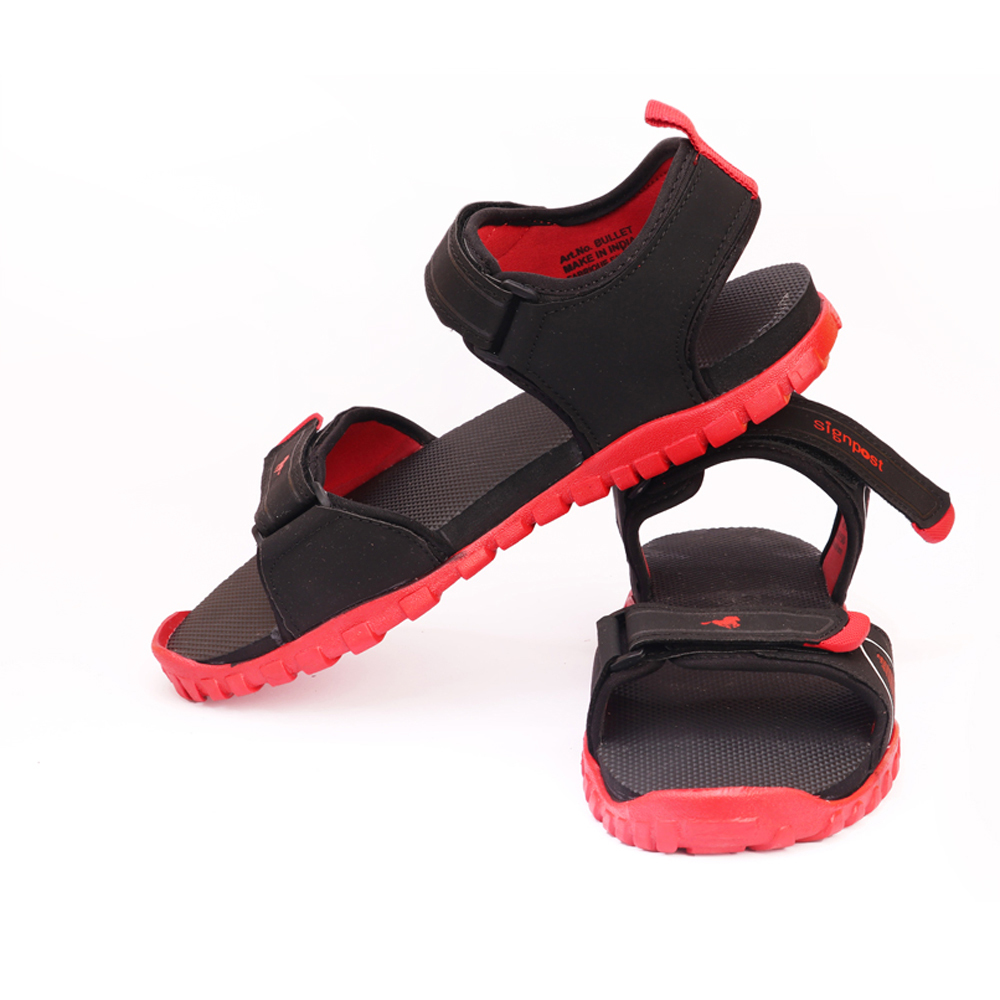 Black/red Men's Hook & Loop Sandal