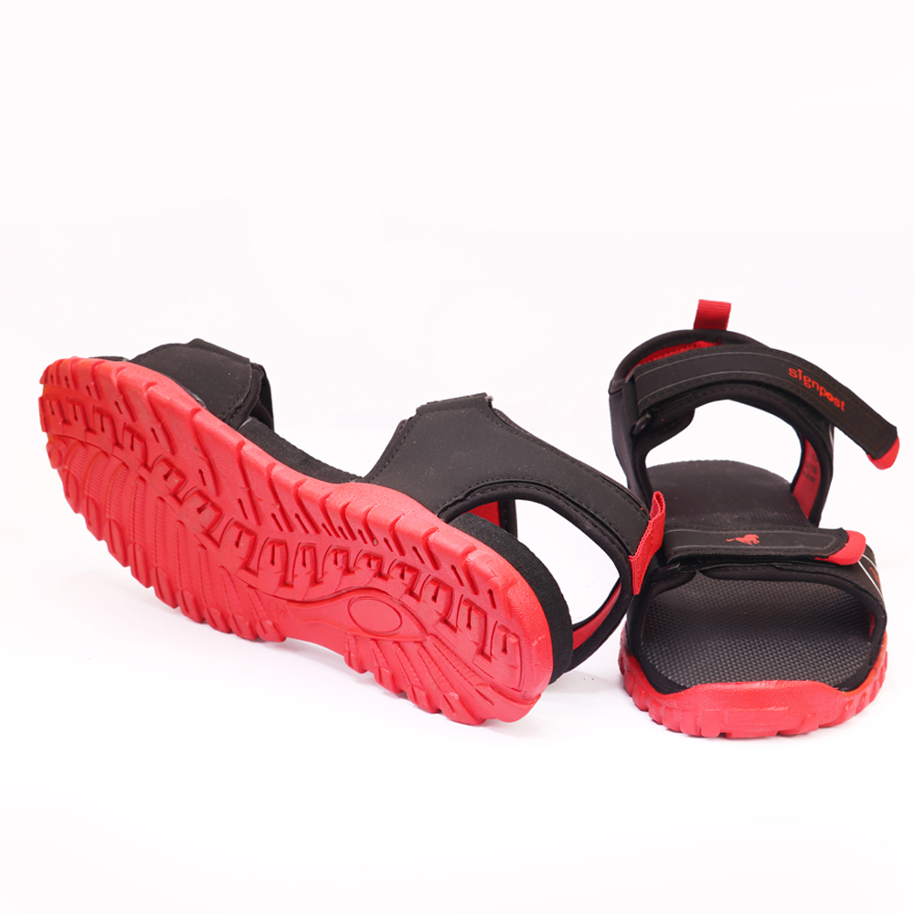 Black/red Men's Hook & Loop Sandal