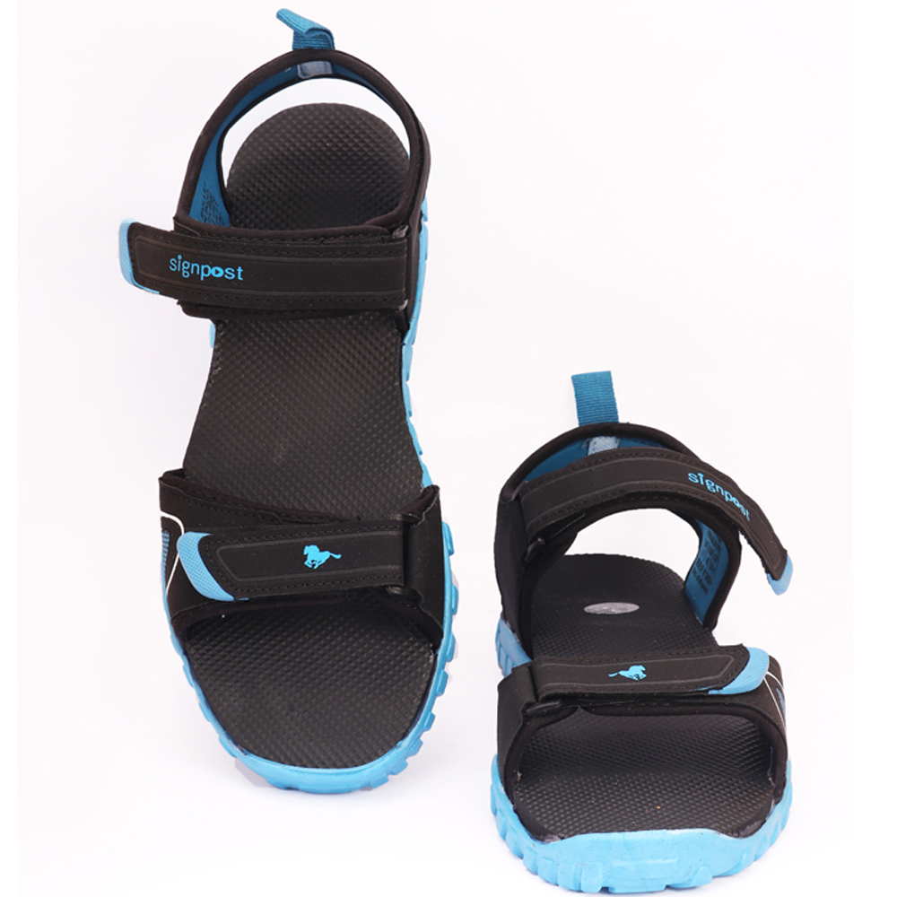 Men's Casual Sandal - Pvc Upper, Sizes 6 To 11, Platform Low Heel, Tpr Outsole | Lightweight, Skin-friendly, Velcro Type, Available In Black And Sky Blue