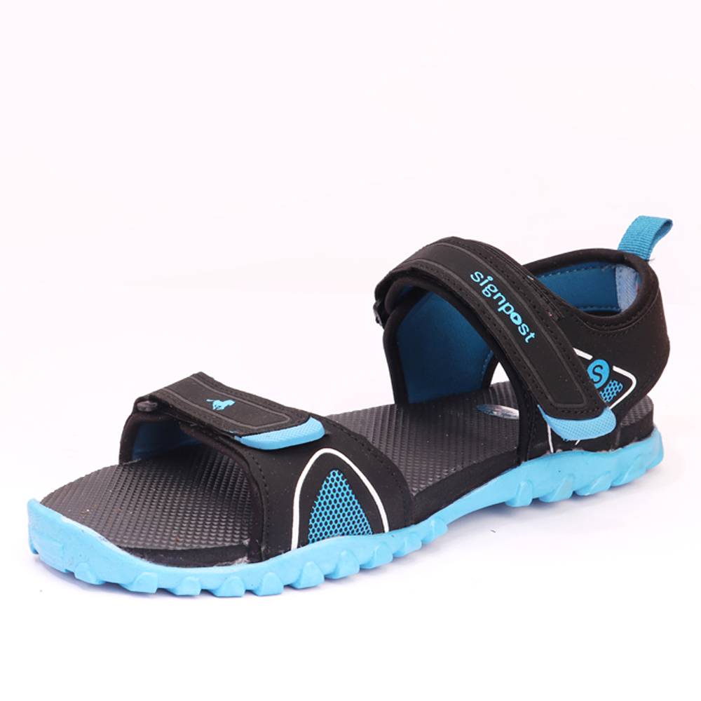 Men's Casual Sandal - Pvc Upper, Sizes 6 To 11, Platform Low Heel, Tpr Outsole | Lightweight, Skin-friendly, Velcro Type, Available In Black And Sky Blue