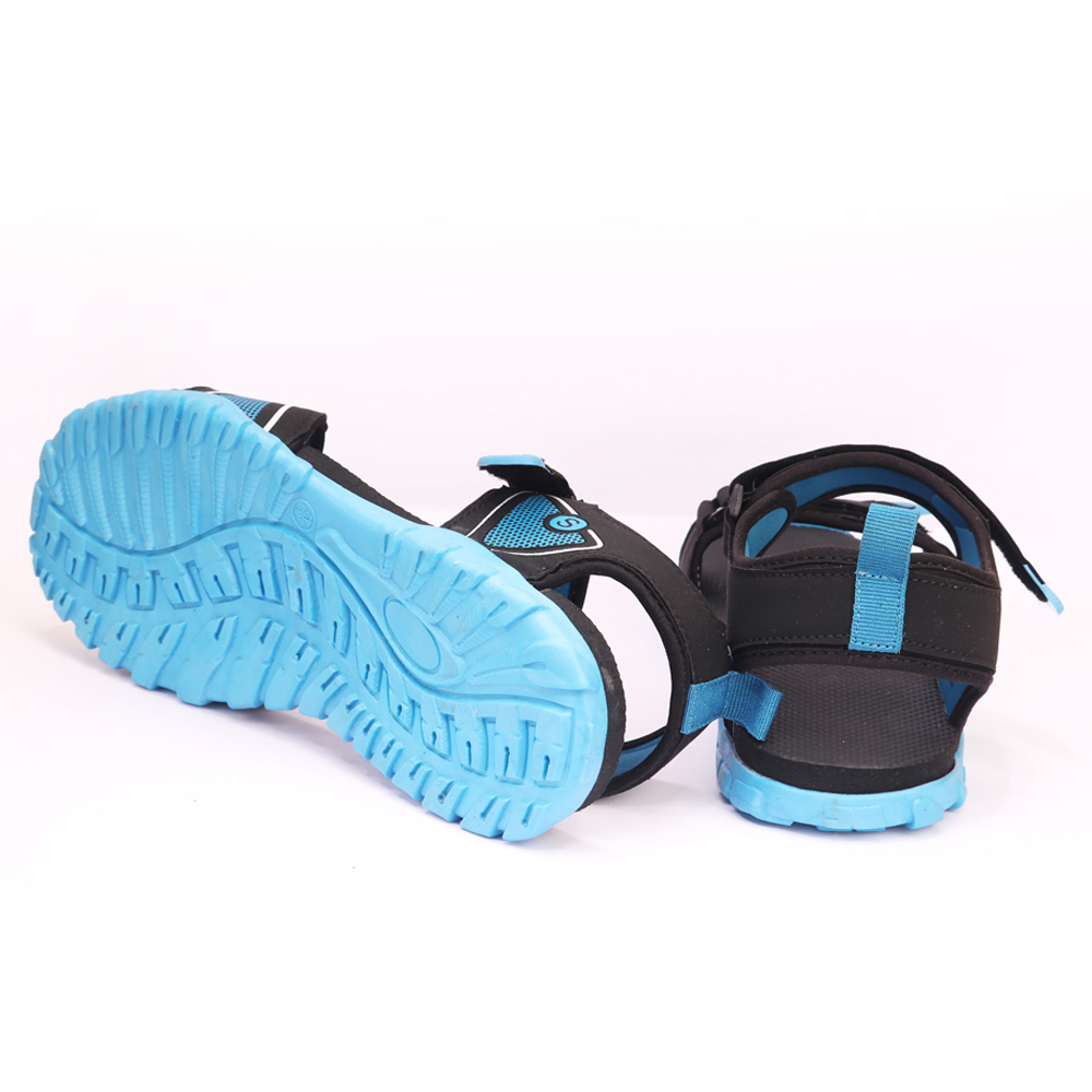 Men's Casual Sandal - Pvc Upper, Sizes 6 To 11, Platform Low Heel, Tpr Outsole | Lightweight, Skin-friendly, Velcro Type, Available In Black And Sky Blue