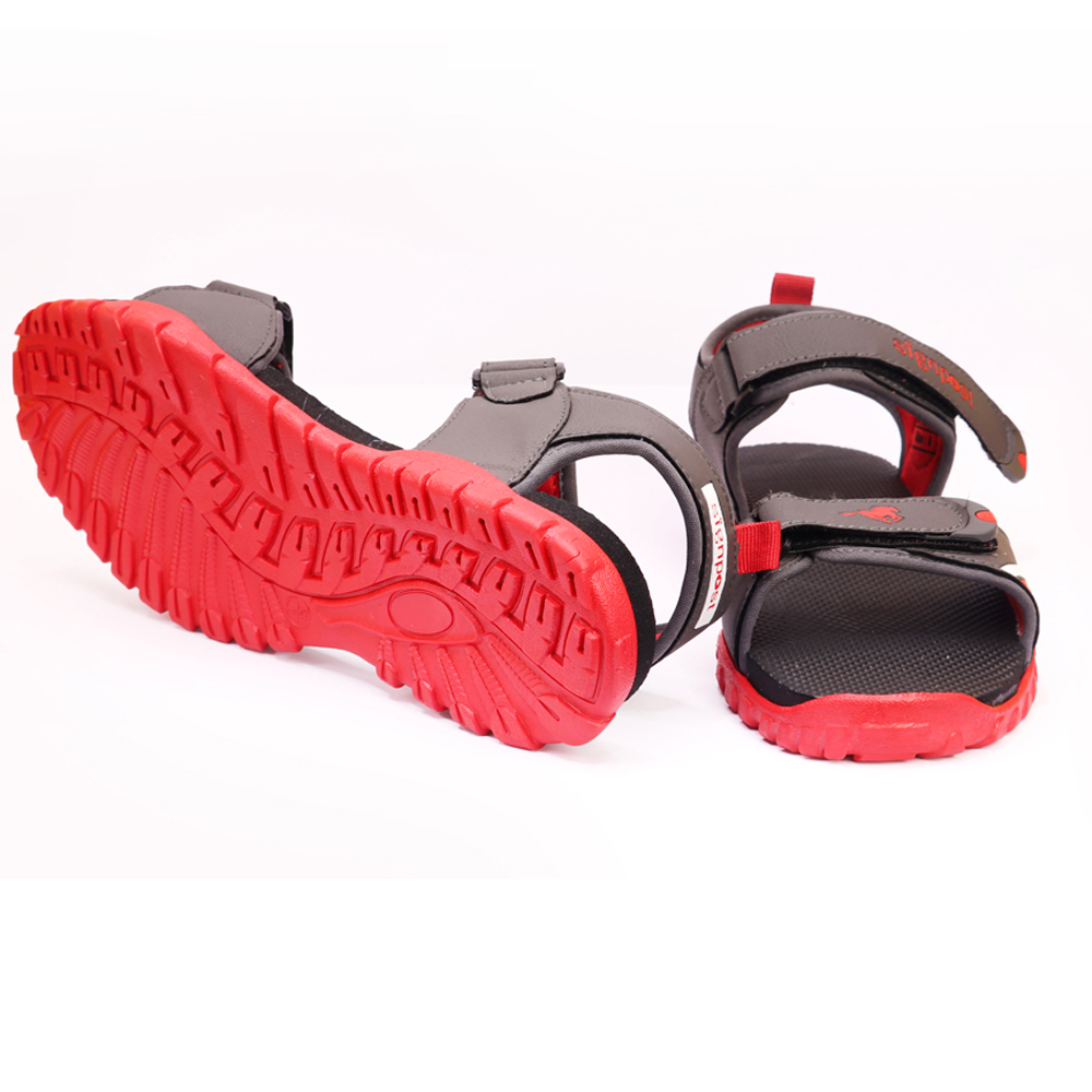 Dark Grey/ Red Men's Strap Sandal