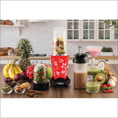Bullet Mixer Grinder - 500 Watt Power, 3 Polycarbonate Jars, Red Design | 2 Durable Blades, 1 Year Warranty