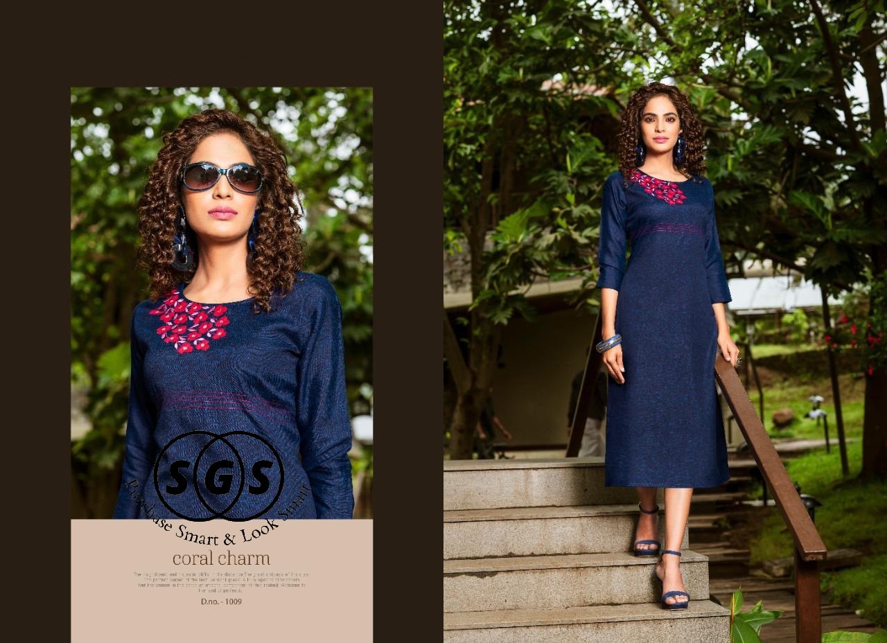 No Fade Rayon Slub Hand Embroidery Kurti