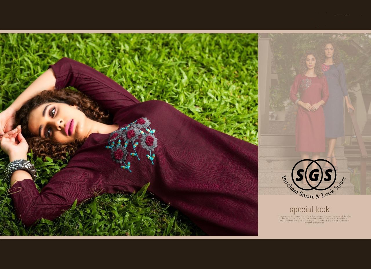 No Fade Rayon Slub Hand Embroidery Kurti
