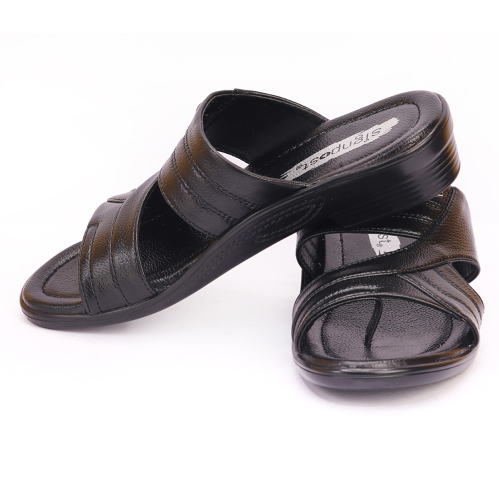 Black Men's South Design Slippers