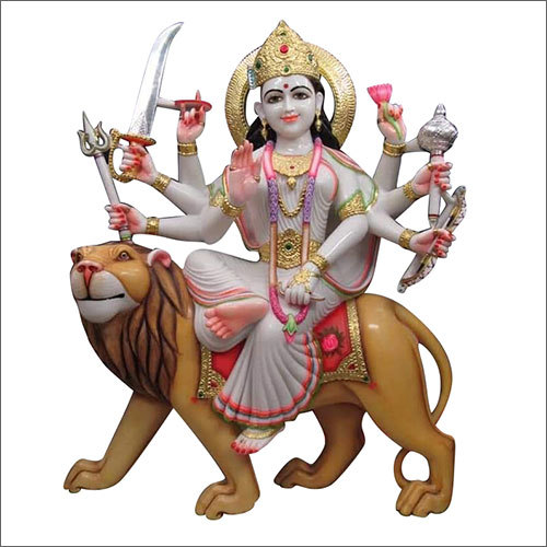 किसी भी रंग की पॉलिश की हुई संगमरमर की भगवान शेरावाली माता की प्रतिमा