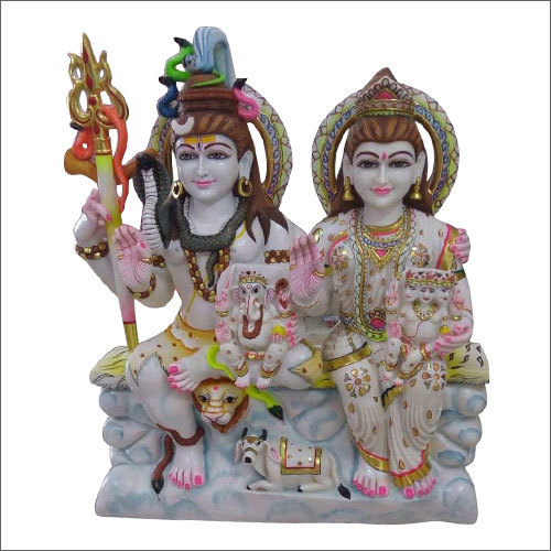 किसी भी रंग की सफेद संगमरमर की भगवान शिव परिवार की प्रतिमा