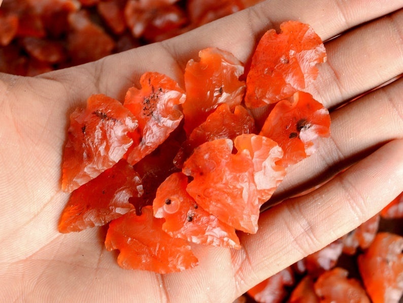 Carnelian Arrowhead - Gemstone Pendant, Size 1 Inch, Color Carnelian, Material Crystal & Rhinestone, Grade Aa, 5-10 Grams Weight, Fashionable Charm