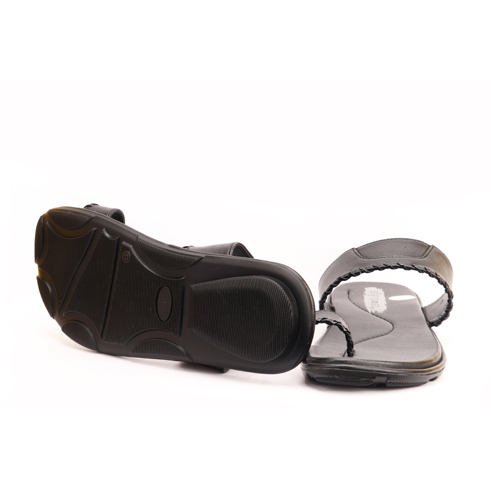 Black Men's Slip On Kolhapuri Slippers