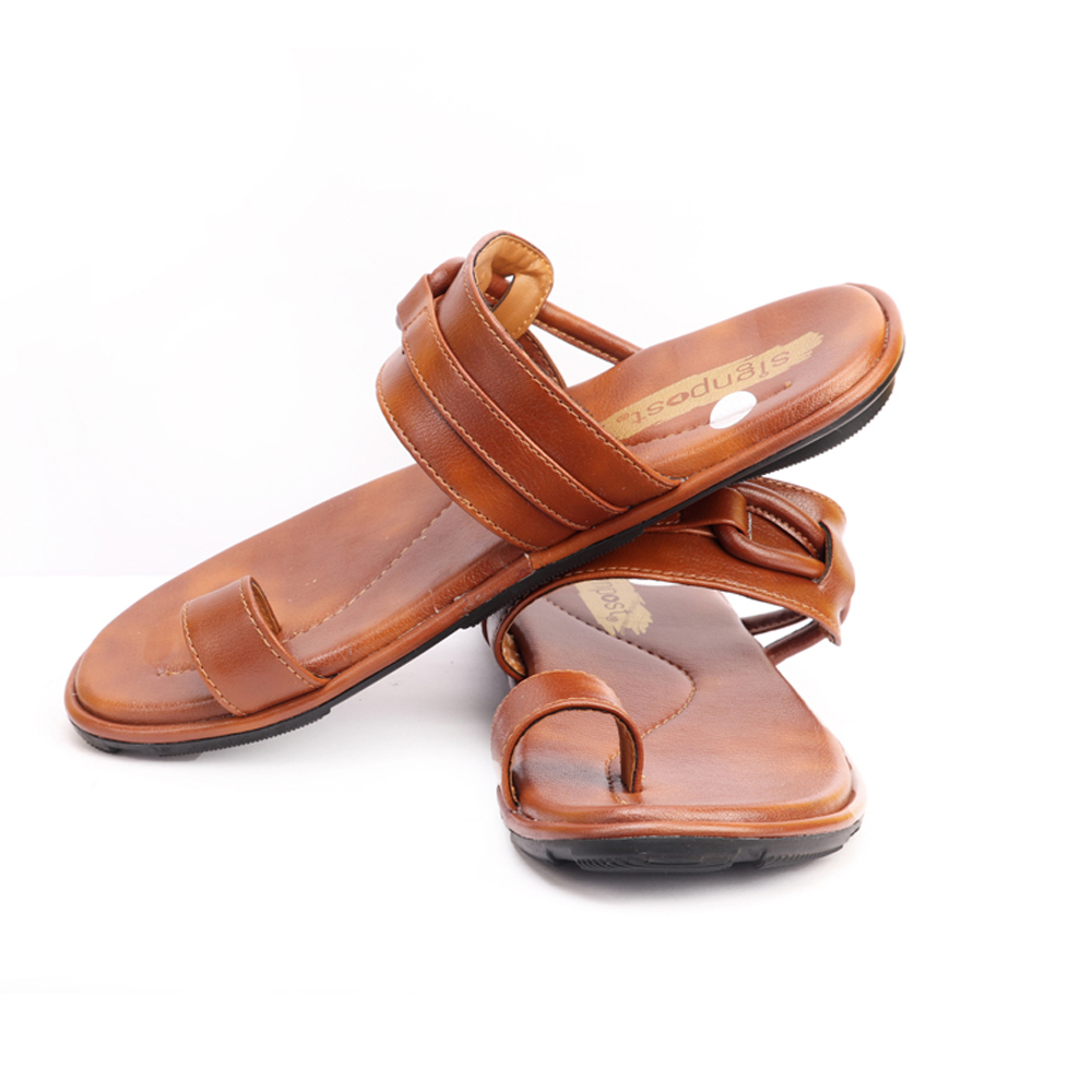 Men's Modern Kolhapuri Slippers - Pvc Upper, Pu Outsole, Sizes 7-10 & 8-11, Tan Color | Slip-resistant, Durable Design For All Seasons