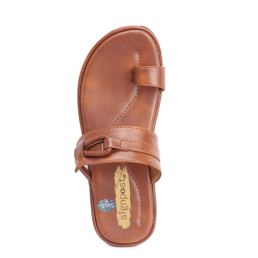 Men's Modern Kolhapuri Slippers - Pvc Upper, Pu Outsole, Sizes 7-10 & 8-11, Tan Color | Slip-resistant, Durable Design For All Seasons