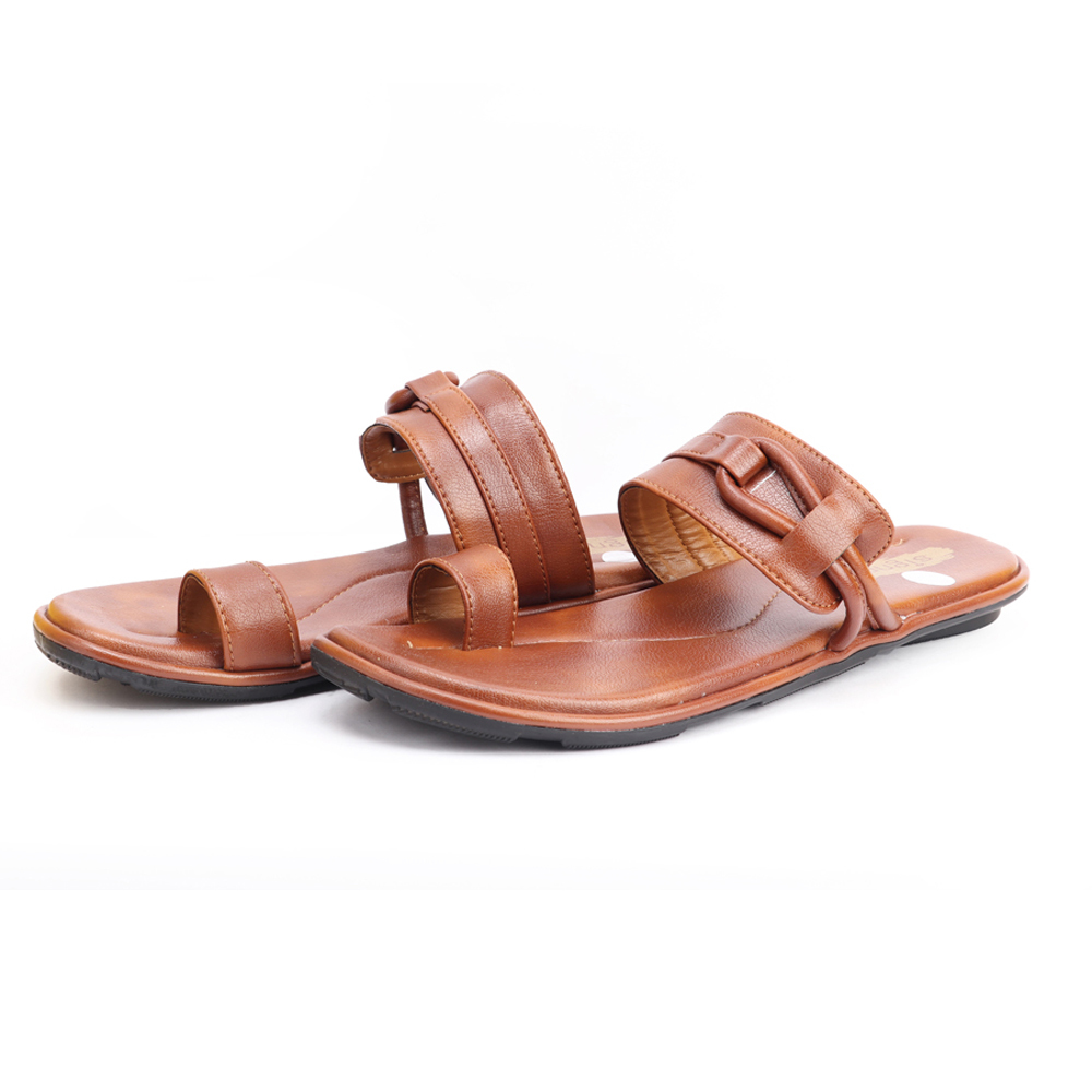 Men's Modern Kolhapuri Slippers - Pvc Upper, Pu Outsole, Sizes 7-10 & 8-11, Tan Color | Slip-resistant, Durable Design For All Seasons