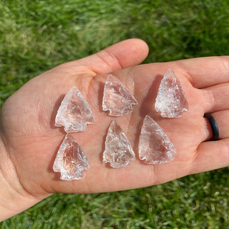 Crystal Arrowhead - White Clear Quartz, 1 Inch, Aa Grade | Opalite Gemstone, Custom Size Available, Unisex Charm Pendant