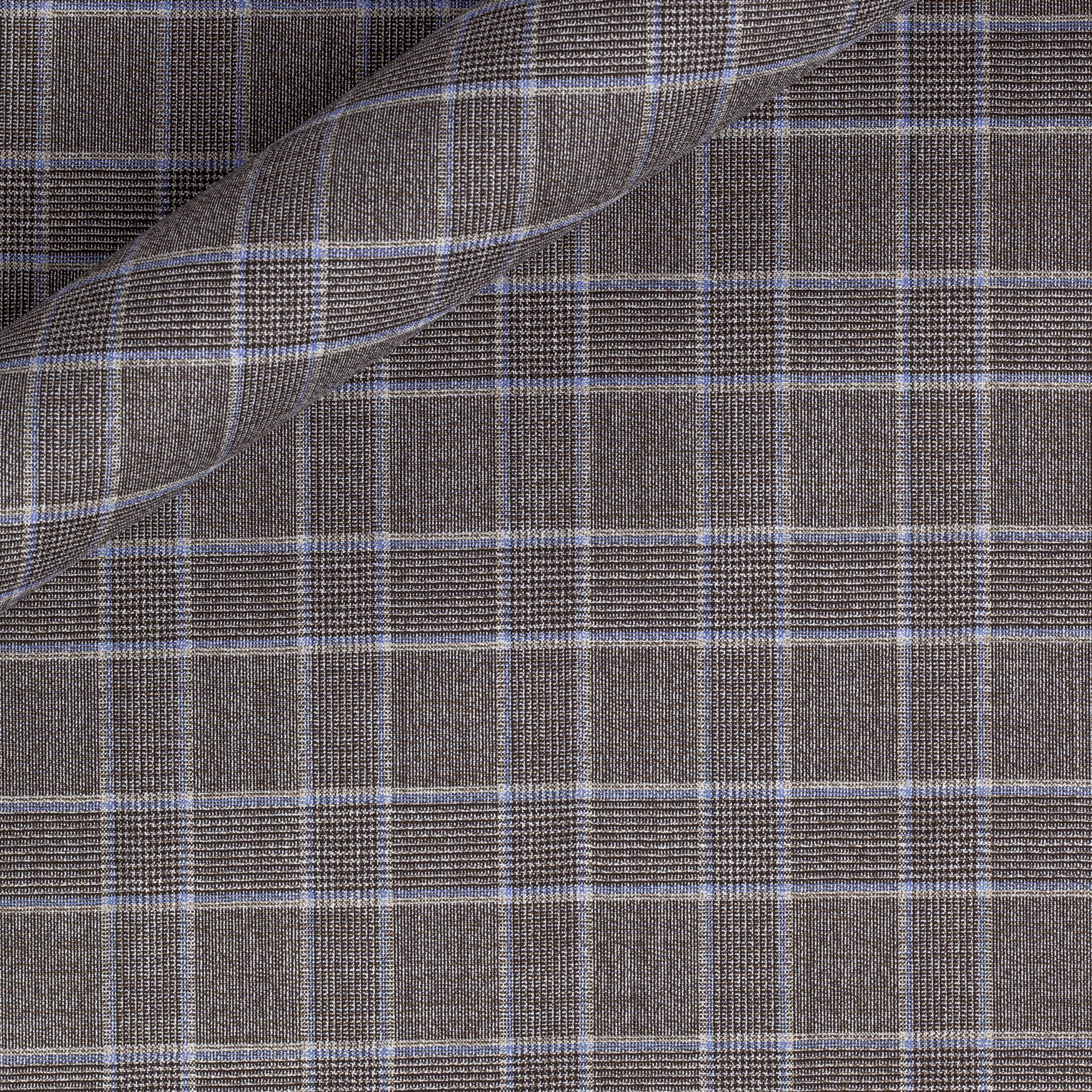 Assorted Block Print Silver Check Pattern Polyester Suiting Fabric