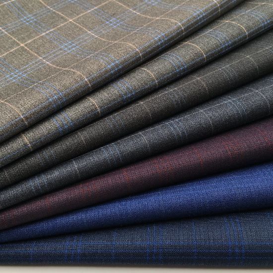 Assorted Block Print Silver Check Pattern Polyester Suiting Fabric
