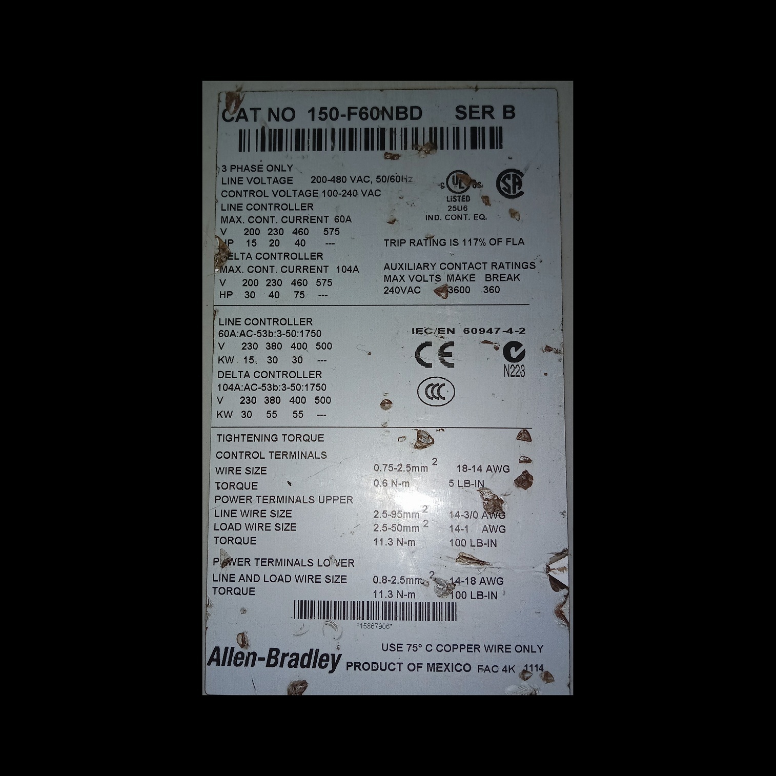 Allen Bradley Motor Controller 150-f60nbd