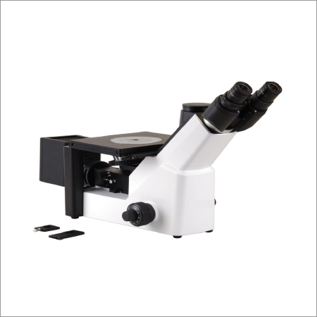 Inverted Metallurgical Microscope - Metallic Frame 550mm X 575mm Black & White | High-performance Reliable Vertical Illuminator With Centre Provision