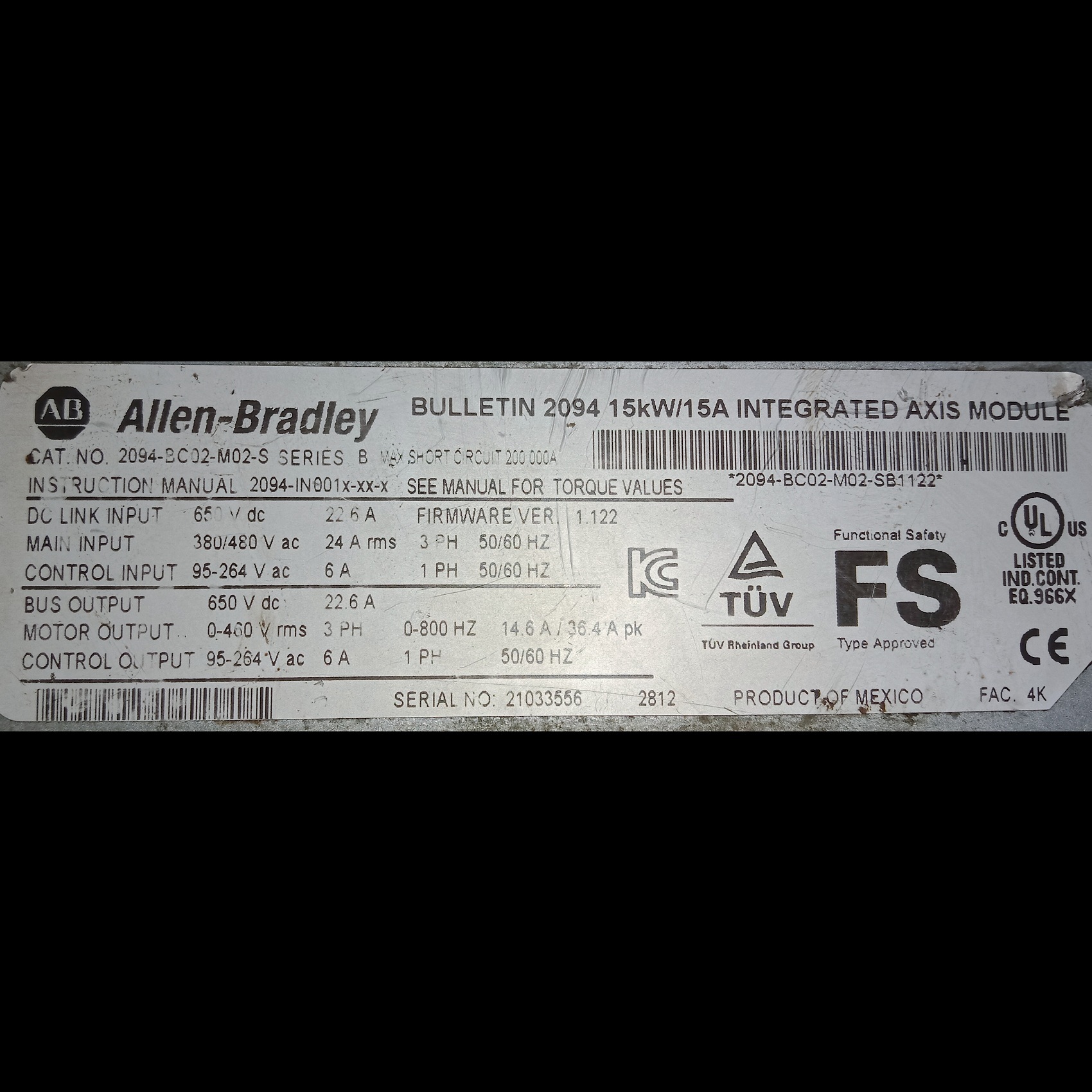 Allen Bradley Servo Drive 2094-bc02-m02-s